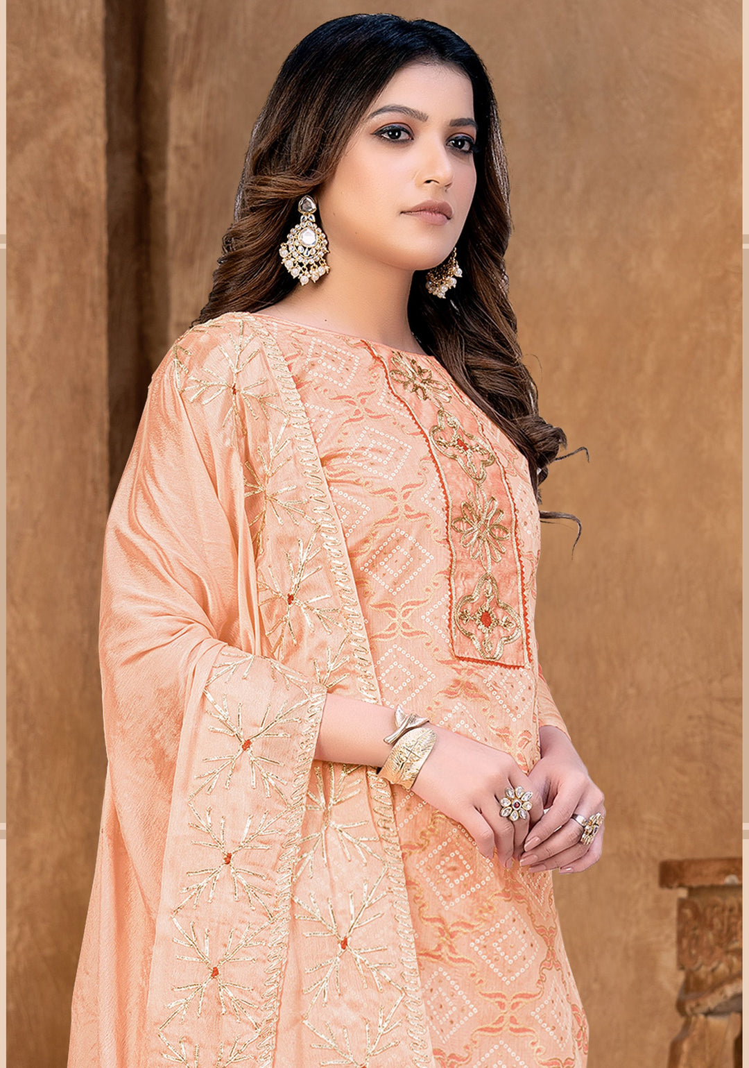 Designer Salwar Kameez | Three-Quarter Sleeve | Embroidered Modal-Cotton