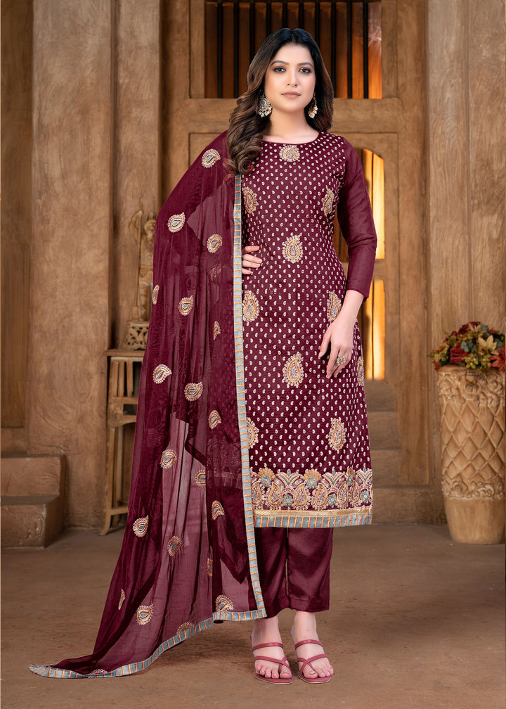 Designer Embroidered Salwar Kameez | Modal-Chanderi & Santoon Fabric