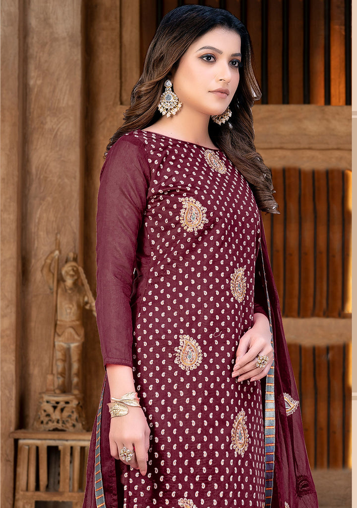 Designer Embroidered Salwar Kameez | Modal-Chanderi & Santoon Fabric