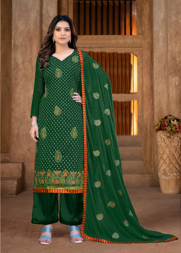 Designer Embroidered Salwar Kameez | Modal-Chanderi & Santoon | V-Neck