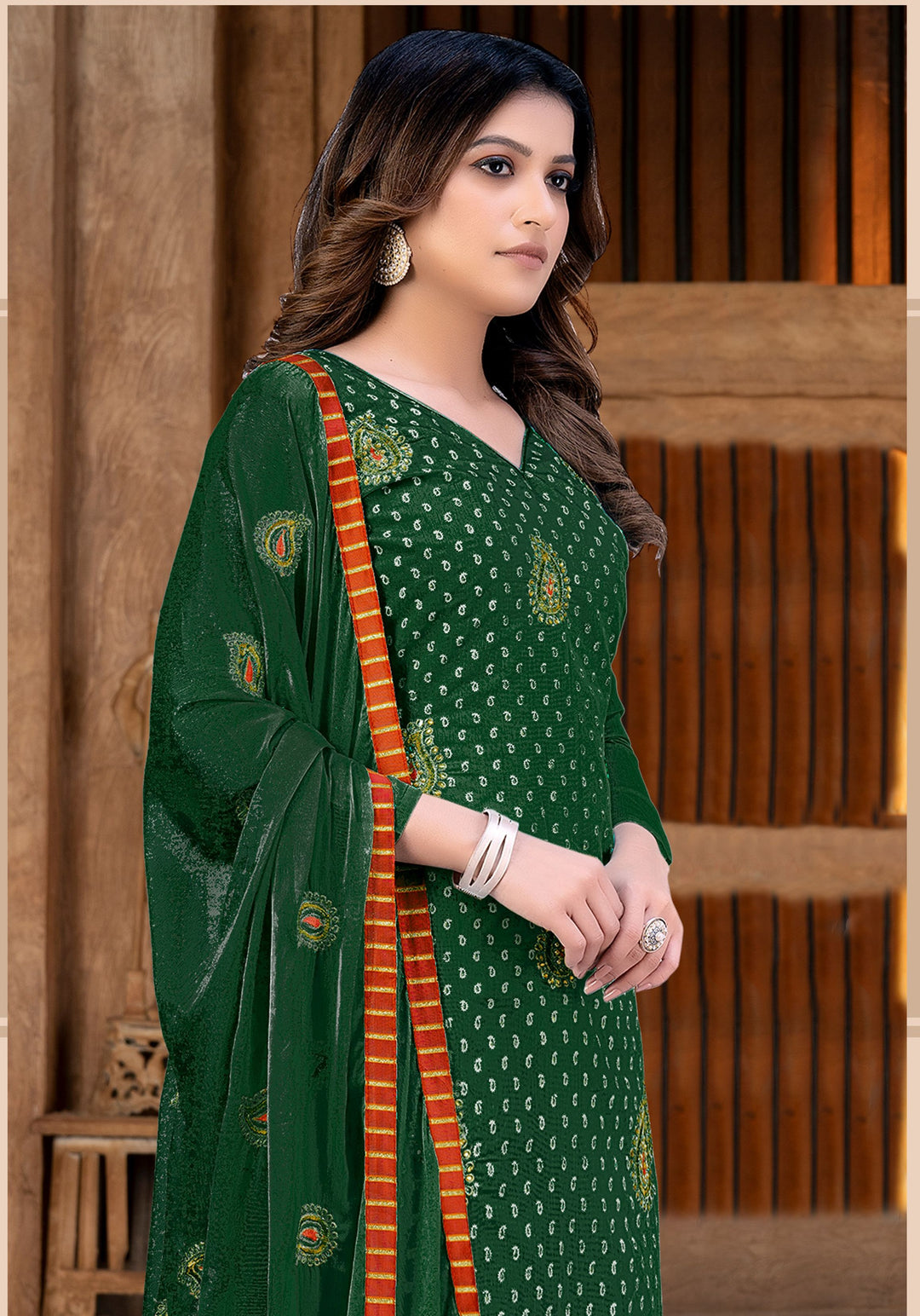 Designer Embroidered Salwar Kameez | Modal-Chanderi & Santoon | V-Neck