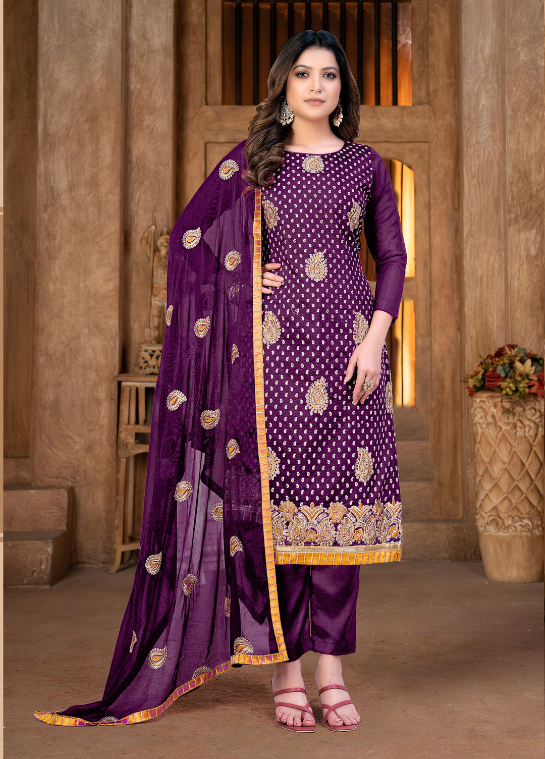 Designer Embroidered Salwar Kameez | Modal-Chanderi & Santoon Fabric