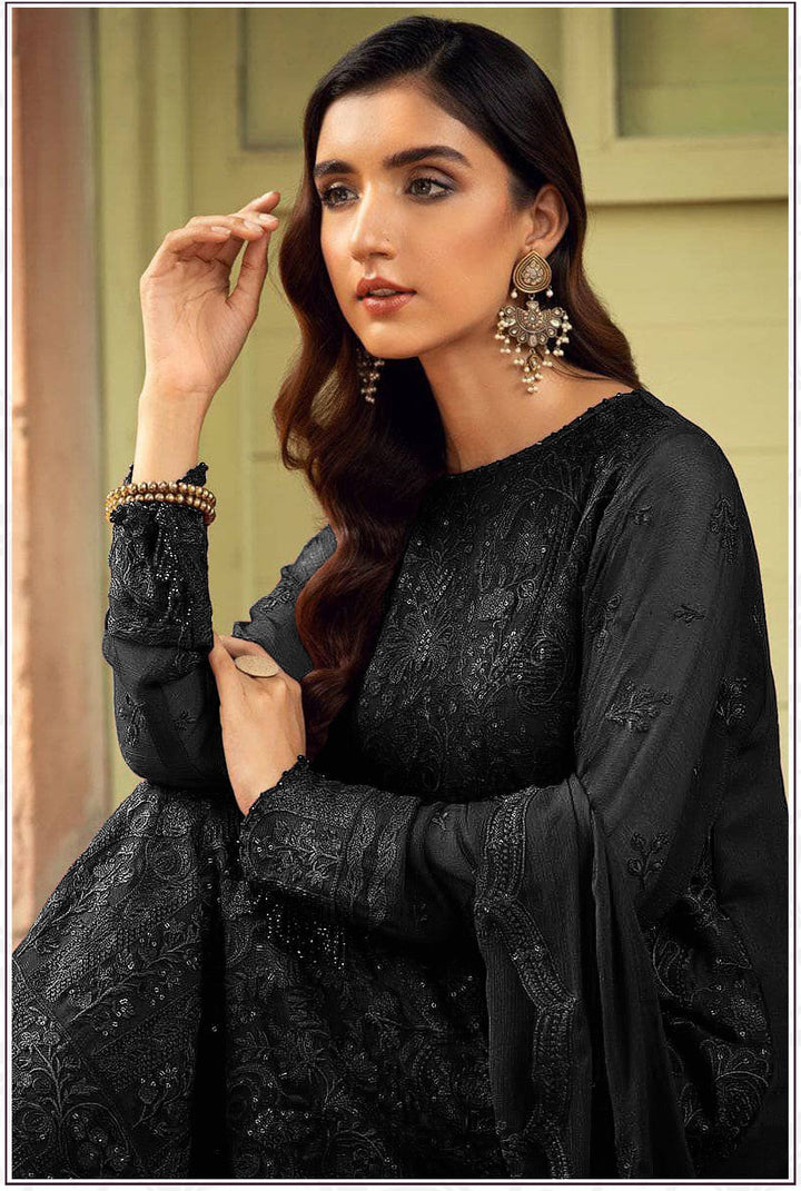 Designer Embroidered Salwar Kameez | Faux-Georgette & Santoon | Full-Sleeve