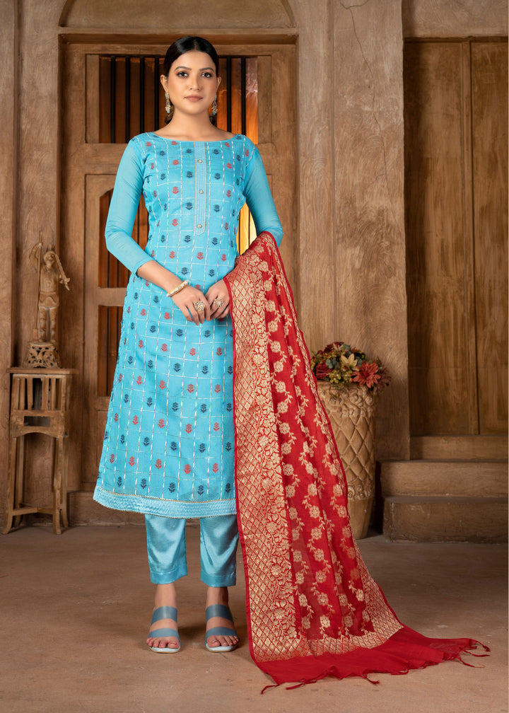 Banarasi Silk Kurtis Set | Wevon Designer | Three-Quarter Sleeve | Wedding Festive