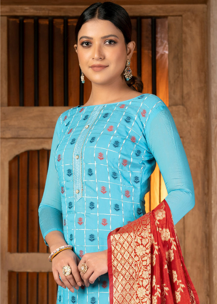 Banarasi Silk Kurtis Set | Wevon Designer | Three-Quarter Sleeve | Wedding Festive