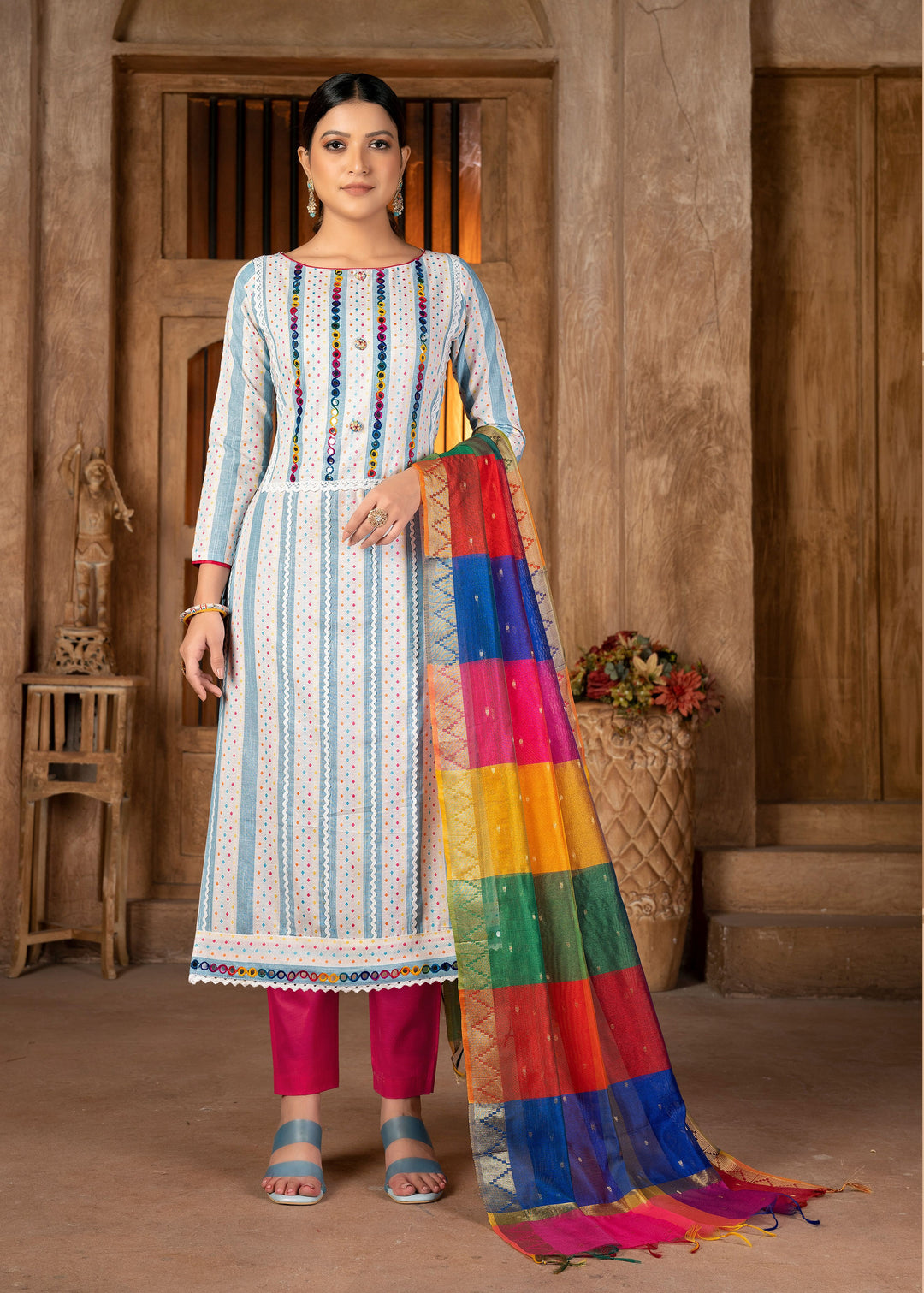 Kurtis Set | Cambric-Cotton Designer Embroidery for Festive Occasions