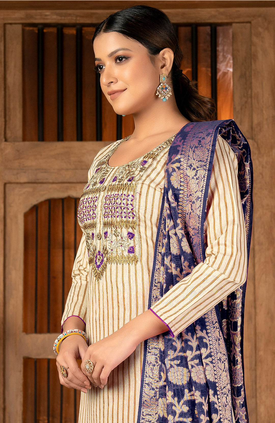 Elegant Salwar Kameez | Cambric Cotton Fabric | Wevon Designer Embroidery