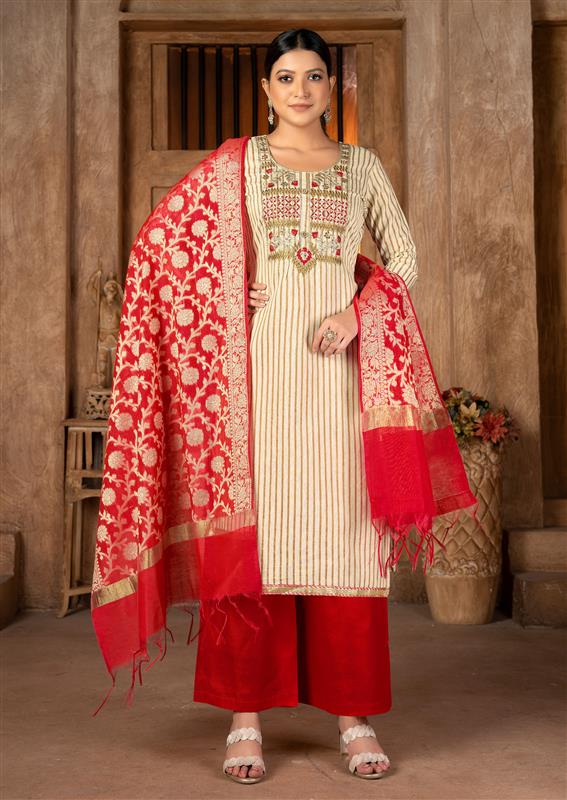 Elegant Salwar Kameez | Cambric Cotton Fabric | Wevon Designer Embroidery