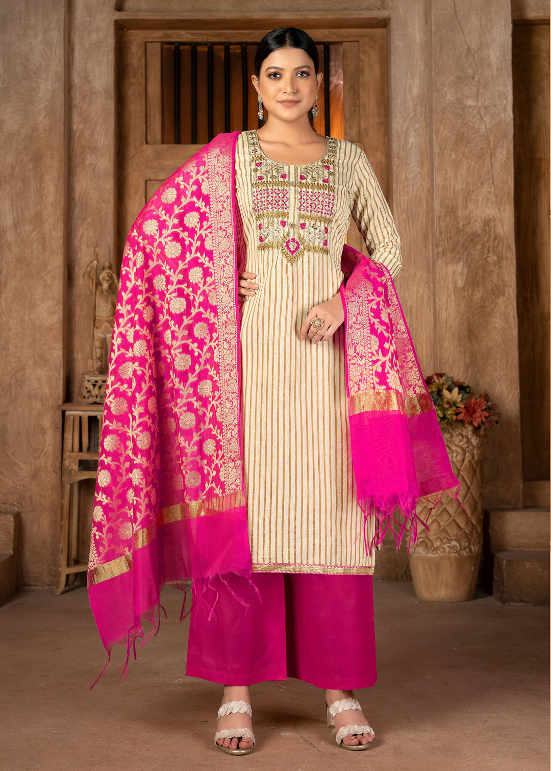 Elegant Salwar Kameez | Cambric Cotton Fabric | Wevon Designer Embroidery