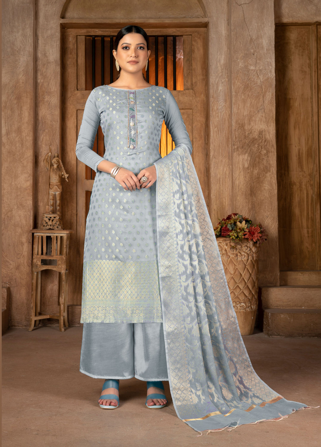 Banarasi Silk Salwar Kameez | Wevon Jacquard Designer for Festive Wear