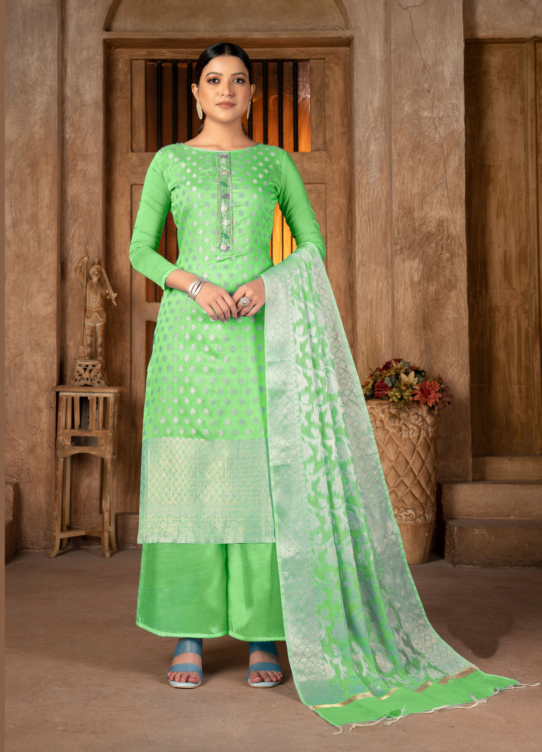 Banarasi Silk Salwar Kameez | Wevon Jacquard Designer for Festive Wear