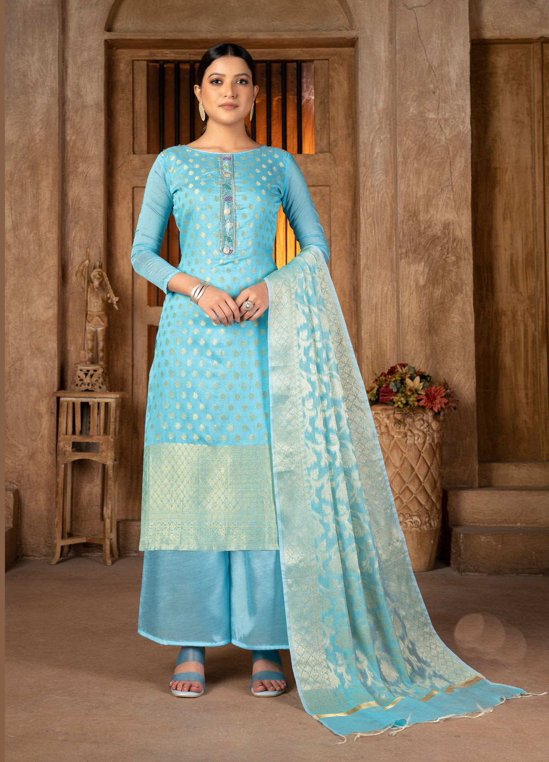 Banarasi Silk Salwar Kameez | Wevon Jacquard Designer for Festive Wear