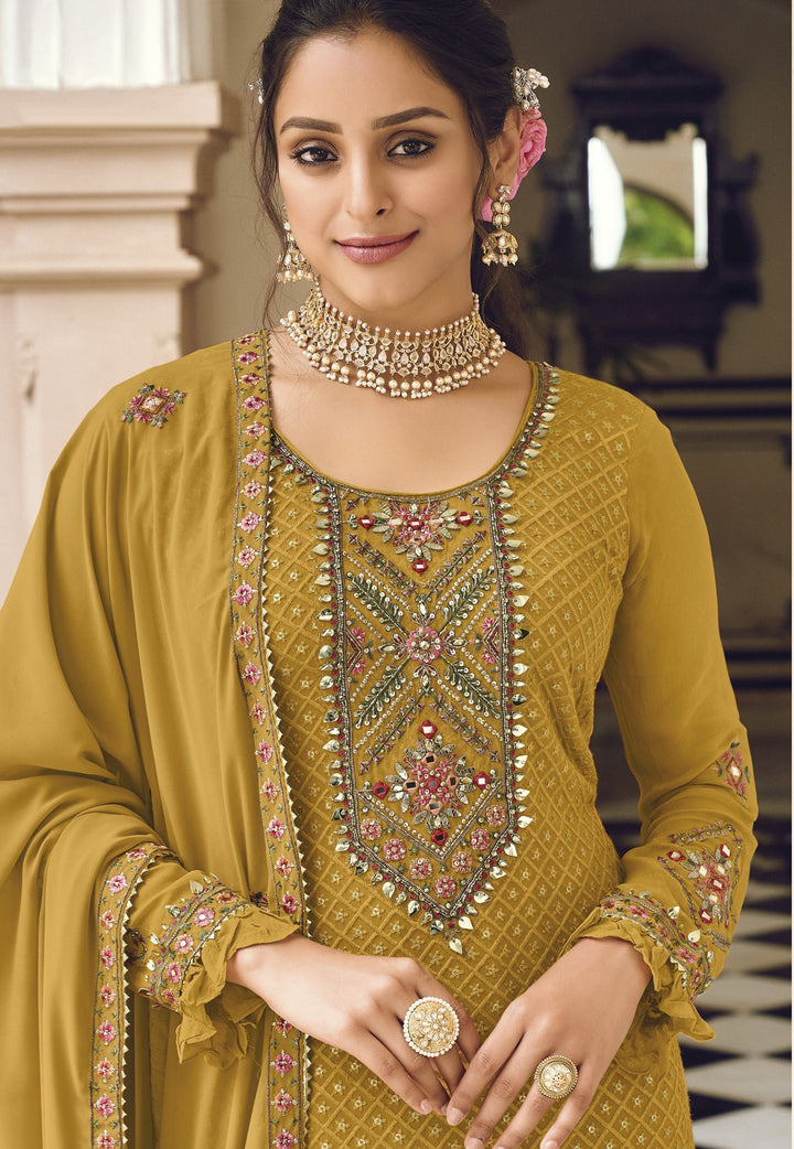 Party Wear Georgette Suit | Embroidered Dupatta and Santoon Inner