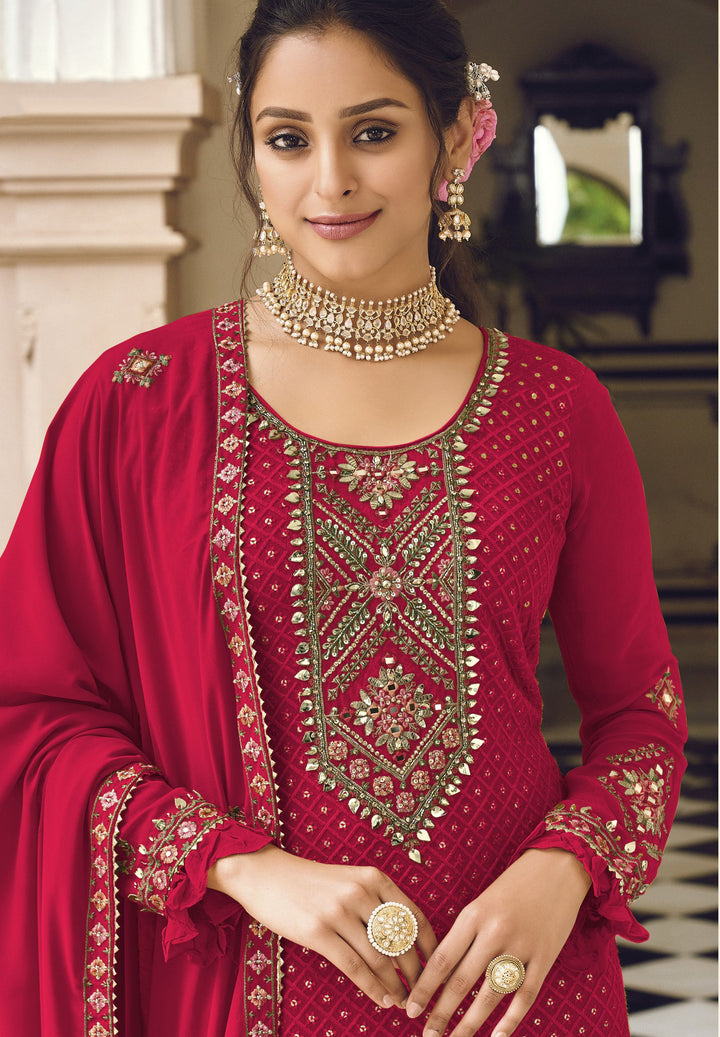 Party Wear Georgette Suit | Embroidered Dupatta and Santoon Inner