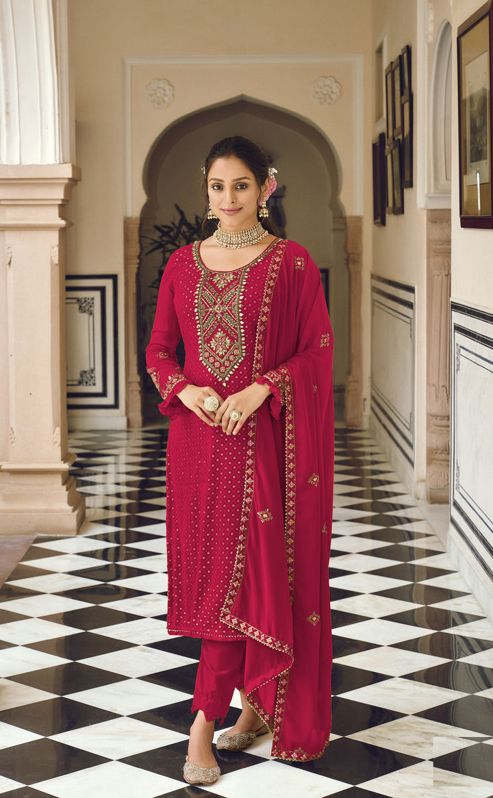 Party Wear Georgette Suit | Embroidered Dupatta and Santoon Inner