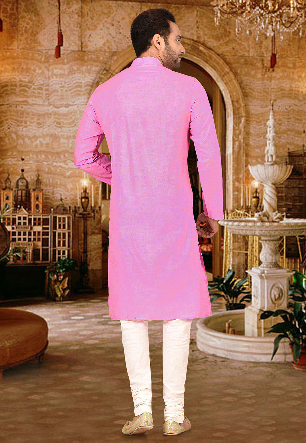 Cotton Kurta with Churidar Pajama | Solid Design Festive Wear for Men