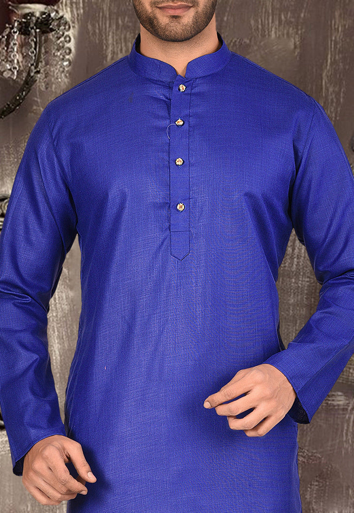 Cotton Kurta with Churidar Pajama | Solid Design Festive Wear for Men