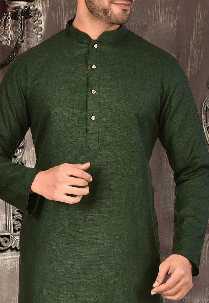 Cotton Kurta with Churidar Pajama | Solid Design Festive Wear for Men