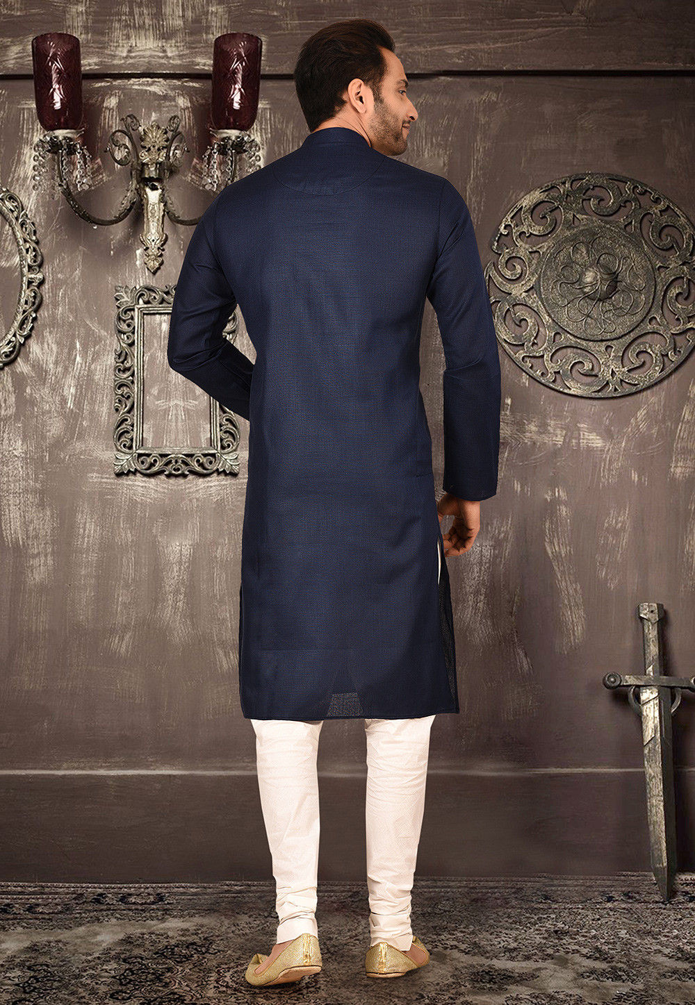 Cotton Kurta for Men | Festive Solid Kurta with Comfortable Churidar