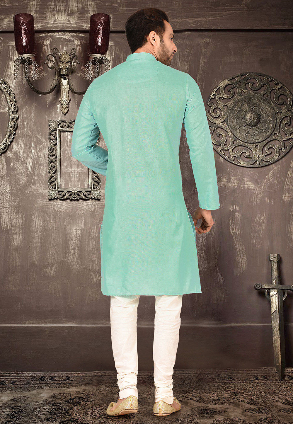 Cotton Kurta for Men | Festive Solid Kurta with Comfortable Churidar