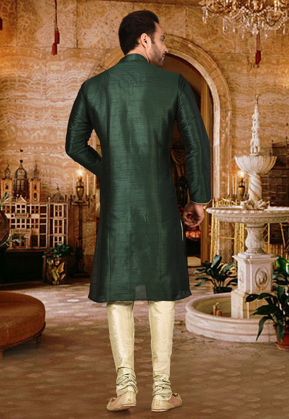 Designer Dupion Silk Kurta Pajama Set | Solid Design Festive Wear for Men