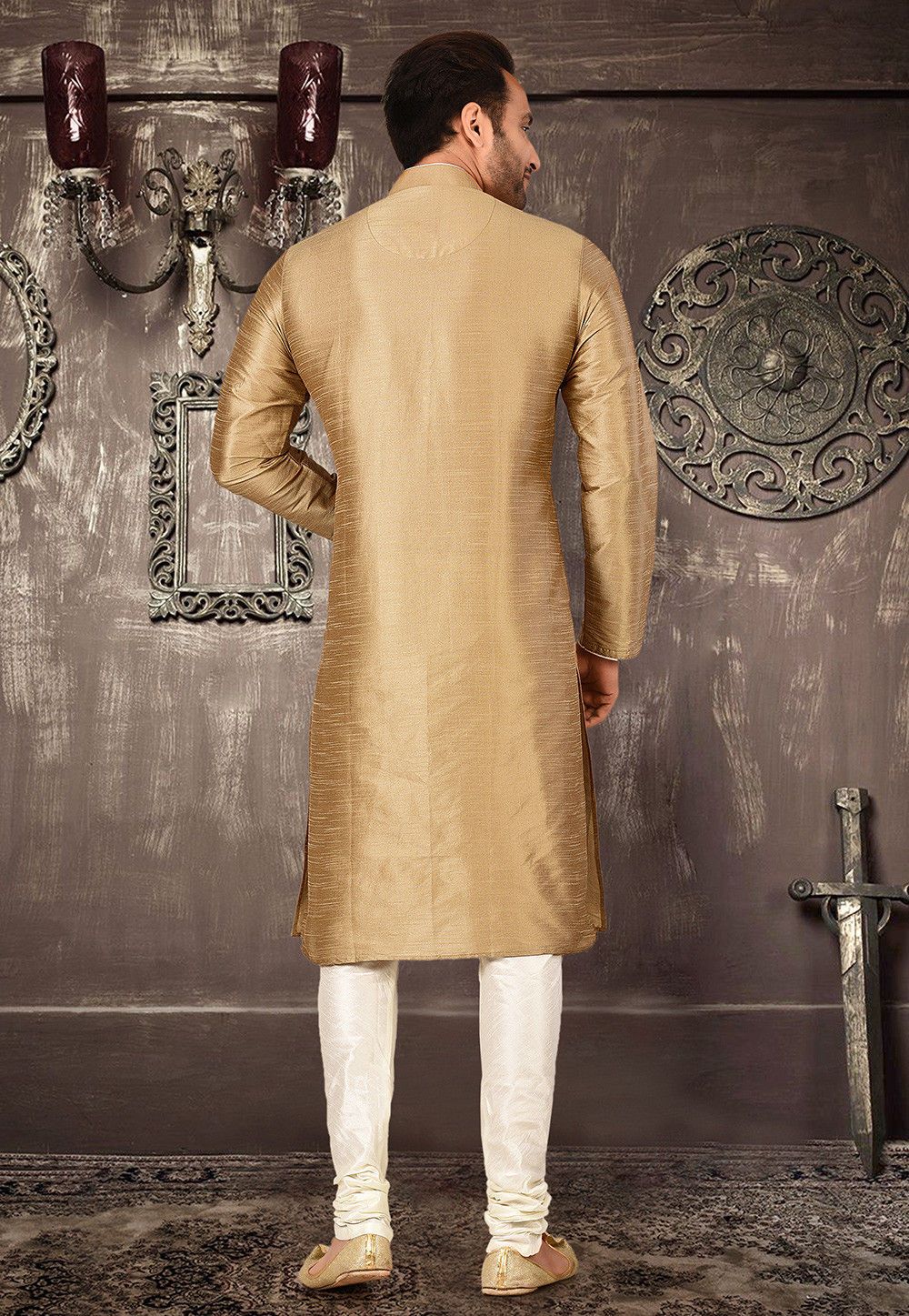 Designer Dupion Silk Kurta Pajama Set | Solid Design Festive Wear for Men