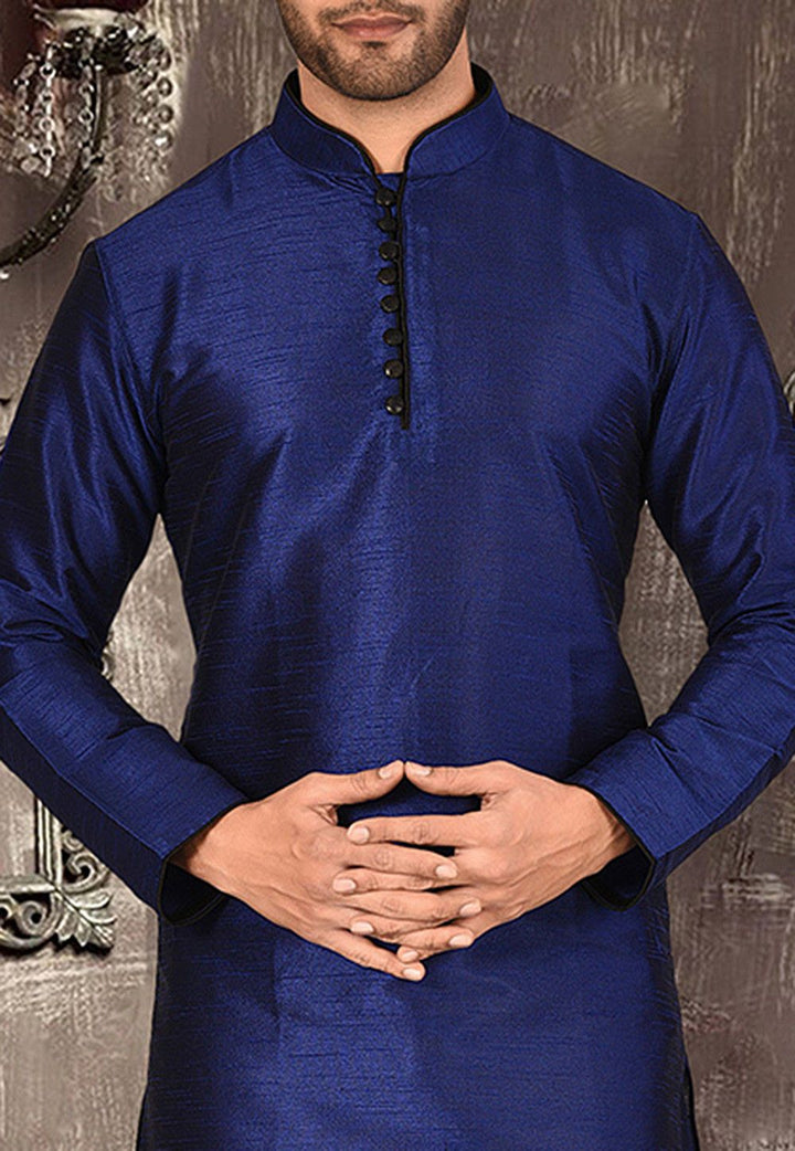 Designer Dupion Silk Kurta Pajama Set | Solid Design Festive Wear for Men