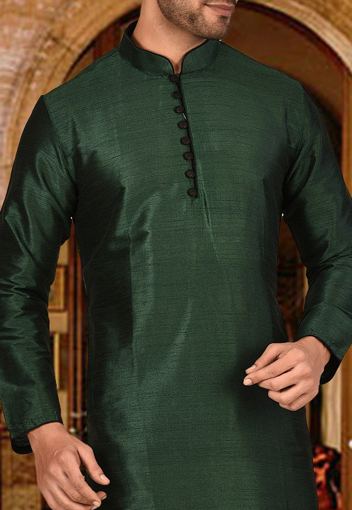 Designer Dupion Silk Kurta Pajama Set | Solid Design Festive Wear for Men