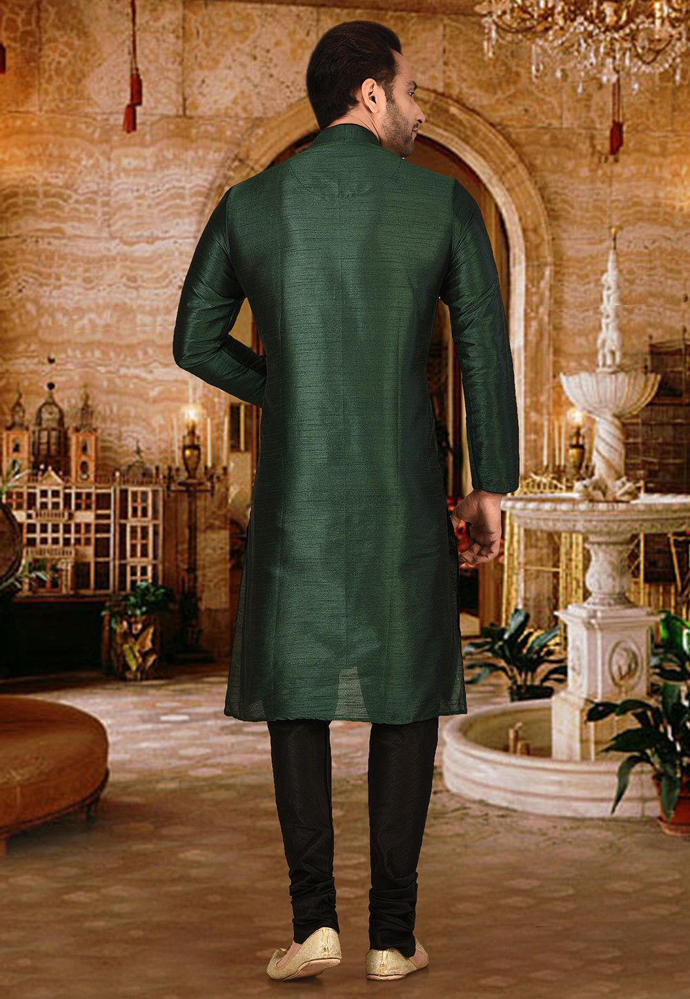 Designer Dupion Silk Kurta Pajama Set | Solid Design Festive Wear for Men