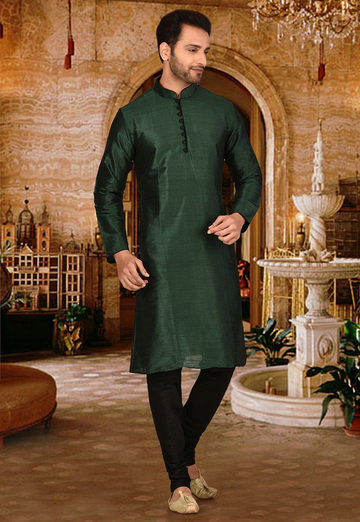 Designer Dupion Silk Kurta Pajama Set | Solid Design Festive Wear for Men