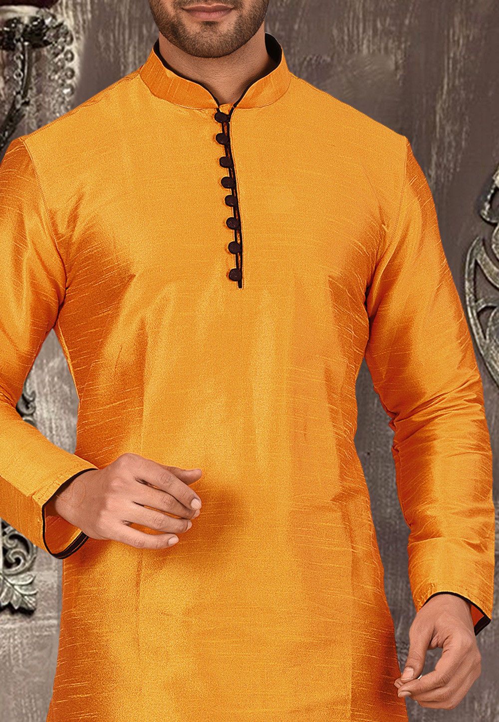 Designer Dupion Silk Kurta Pajama Set | Solid Design Festive Wear for Men