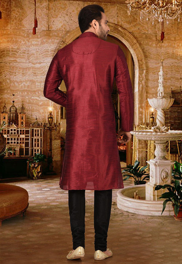 Designer Dupion Silk Kurta Pajama Set | Solid Design Festive Wear for Men