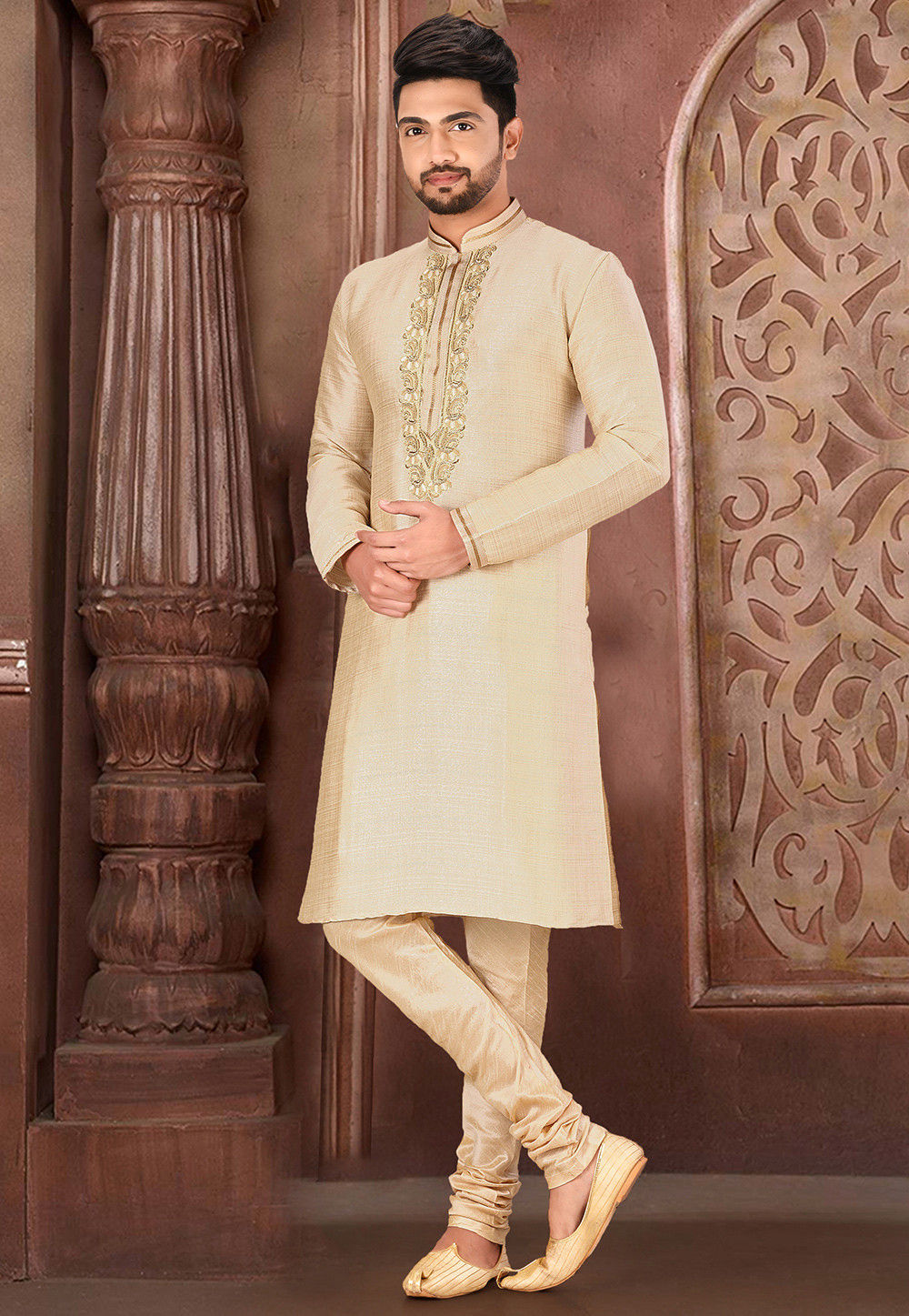 Royal Silk Mulberry Kurta Pajama Set | Jardosi & Resham Work Festive Wear