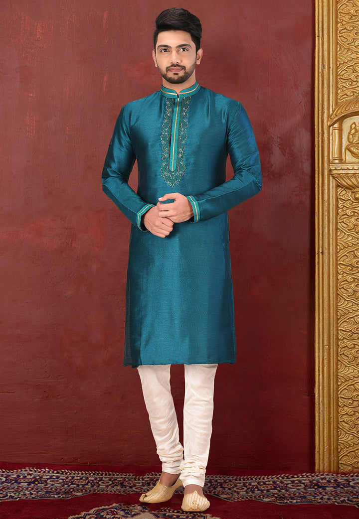 Royal Silk Mulberry Kurta Pajama Set | Jardosi & Resham Work Festive Wear