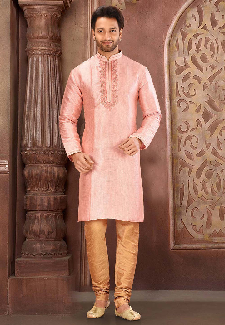 Elegant Kurta Pajama Set | Art Silk Pajama Jardosi Hand Work