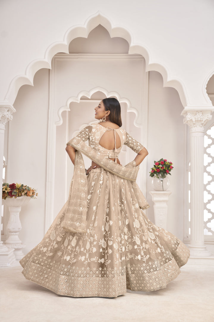 Designer Butterfly-Net Lehenga | Embroidered with Sequins for Weddings