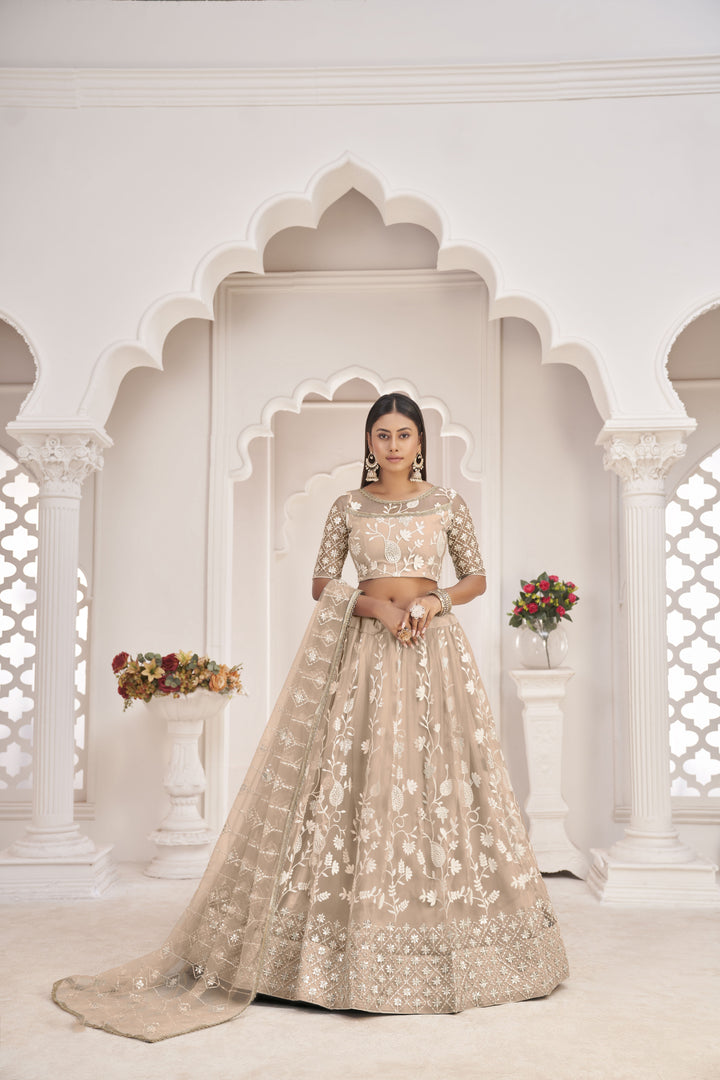 Designer Butterfly-Net Lehenga | Embroidered with Sequins for Weddings