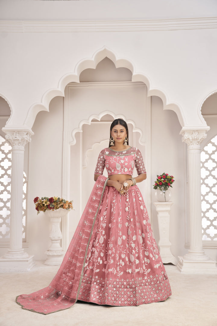 Designer Butterfly-Net Lehenga | Embroidered with Sequins for Weddings