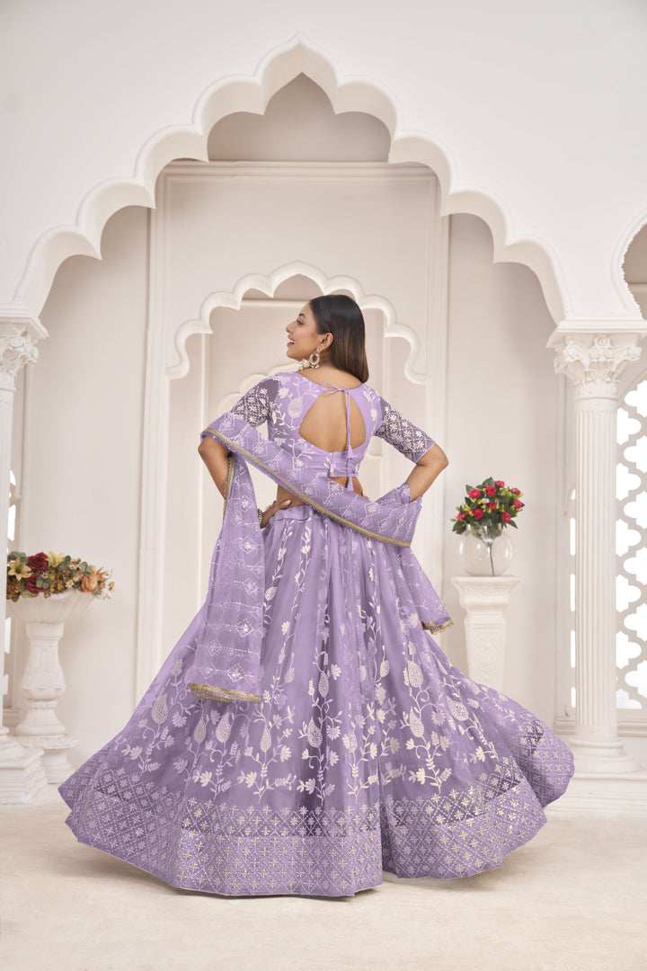 Designer Butterfly-Net Lehenga | Embroidered with Sequins for Weddings