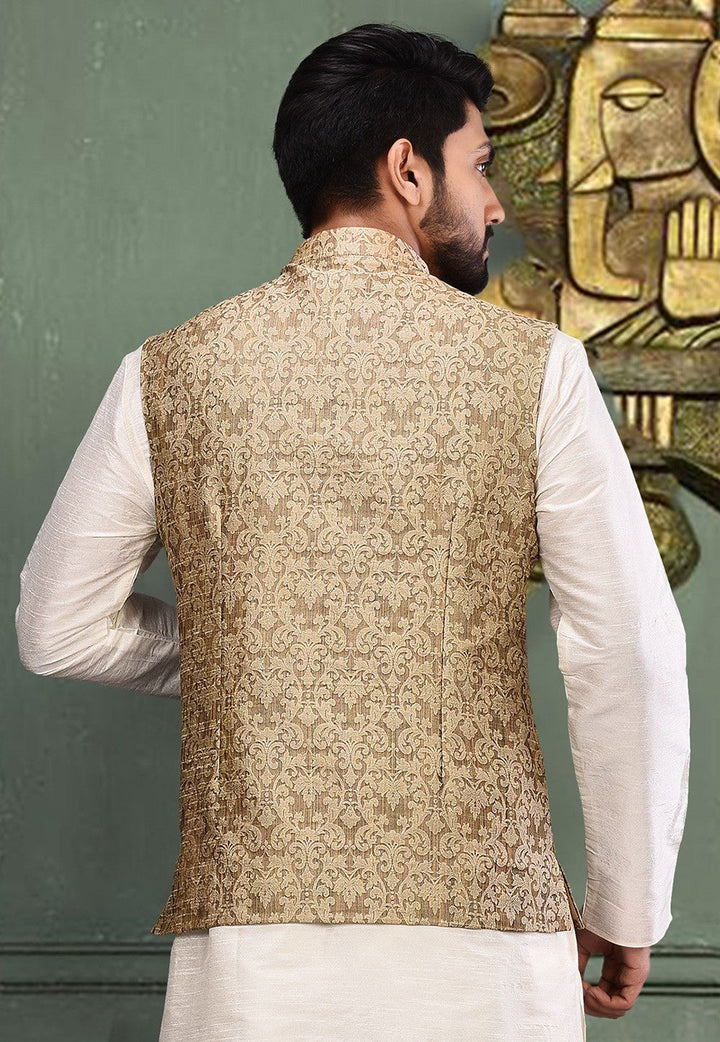 Beige Embroidered Jacket | Indian Traditional for Festive Wear