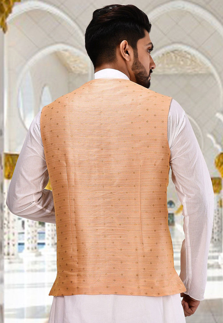 Stylish Peach Jacket | Cotton Slub Jambeywer Fabric Designer Jacket