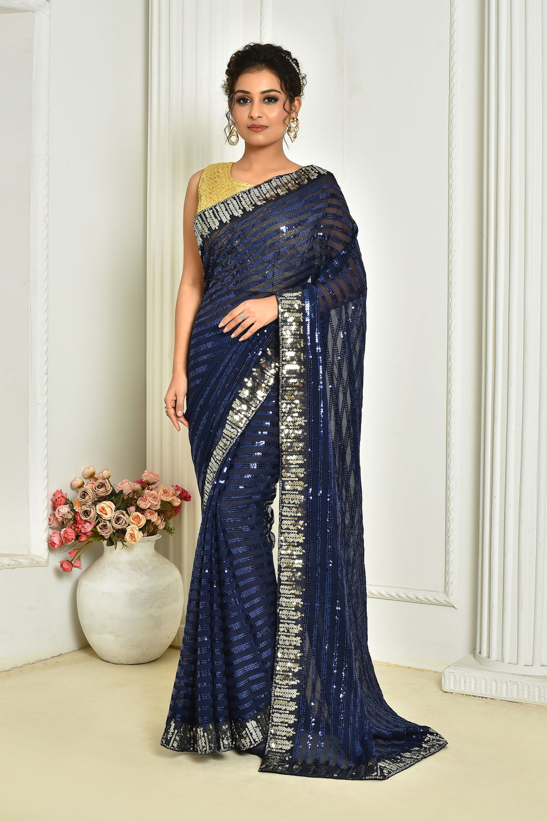 Breathtaking Georgette Saree with | Elegance Redefined for Weddings