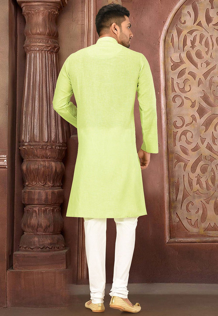 Cotton Plain Kurta Pajama Set | Slub Cotton Solid Festive Wear