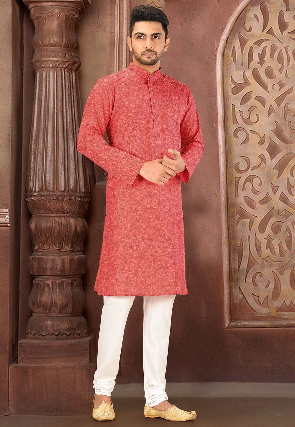 Cotton Plain Kurta Pajama Set | Slub Cotton Solid Festive Wear