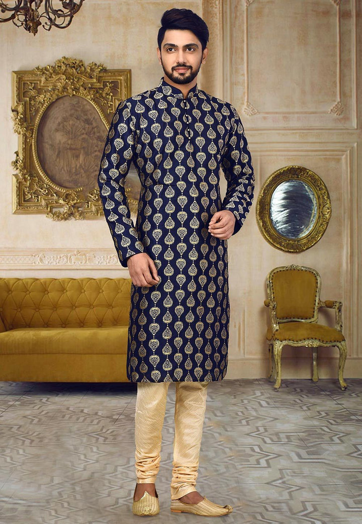 Embroidered Dupion Silk Kurta Set | Heavy Designer Work Festive Wear