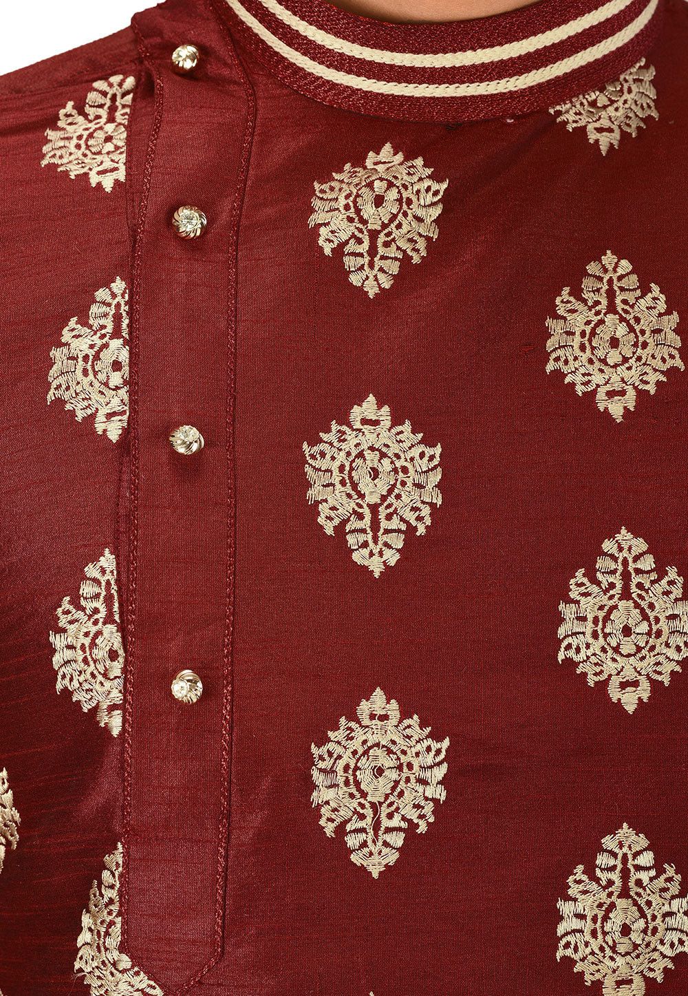 Traditional Red Kurta Pajama | Heavy Embroidery Men's Festive Wear