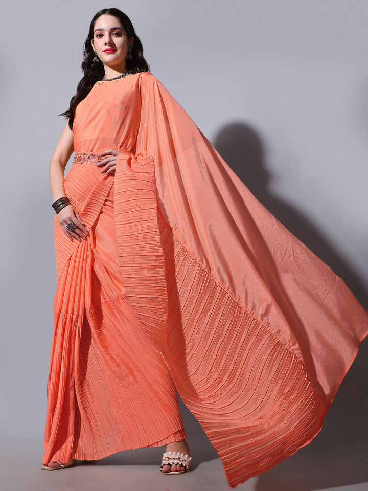 Charming Chinon Saree with | A Stylish and Sophisticated Choice