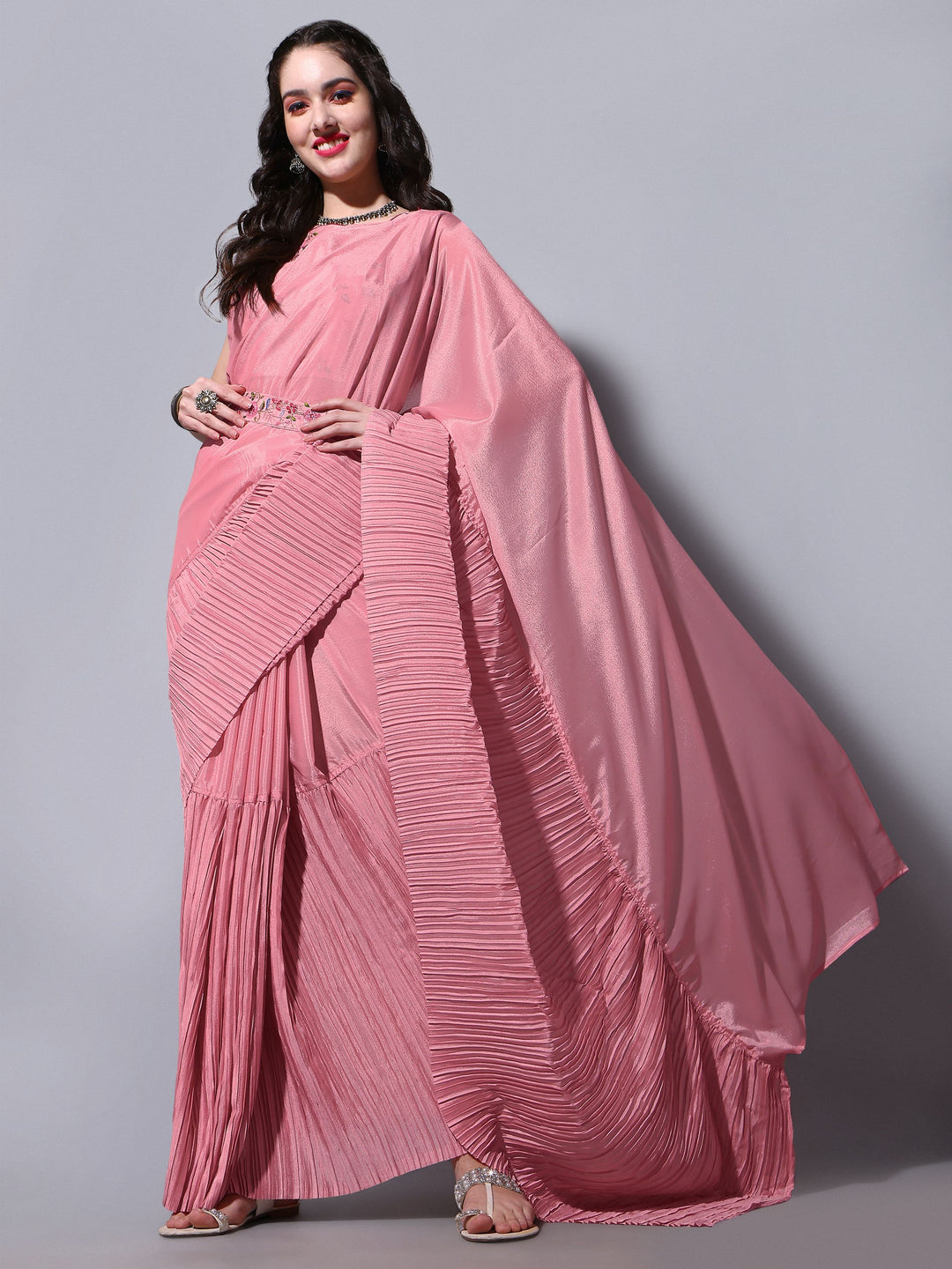 Charming Chinon Saree with | A Stylish and Sophisticated Choice