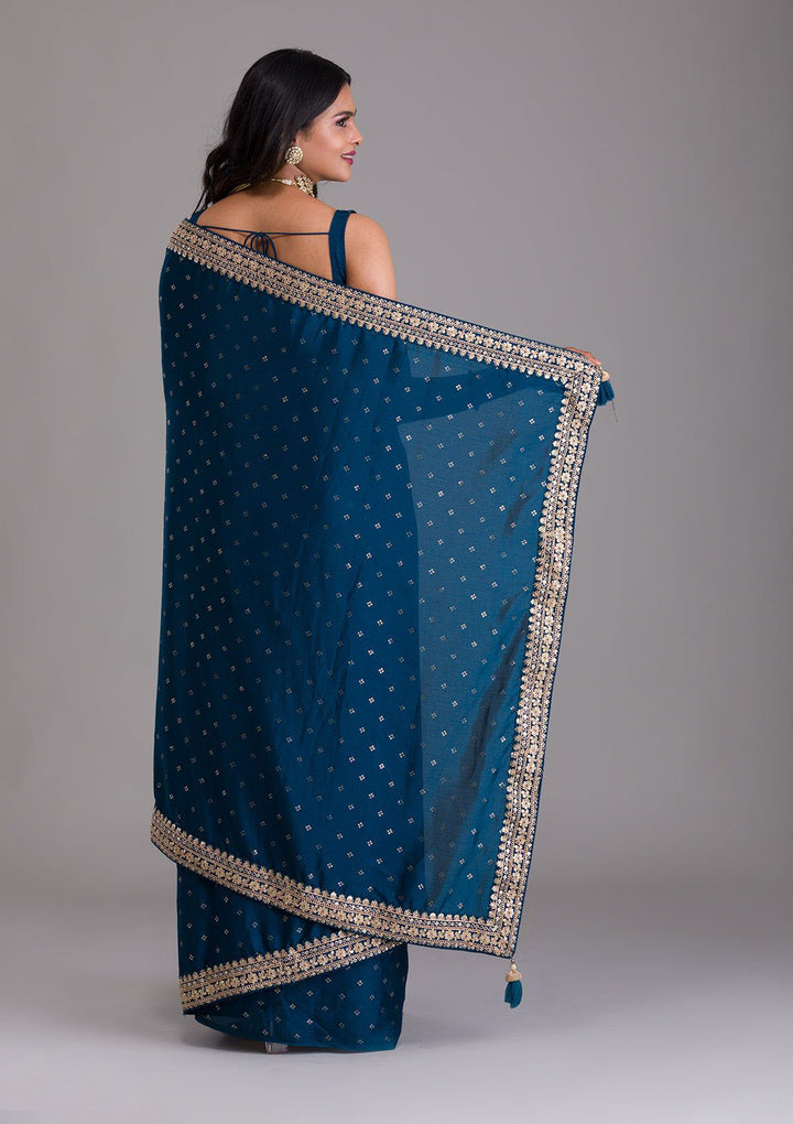 Art-Silk Sequined Saree with Embroidery | Perfect for Weddings & Festivals