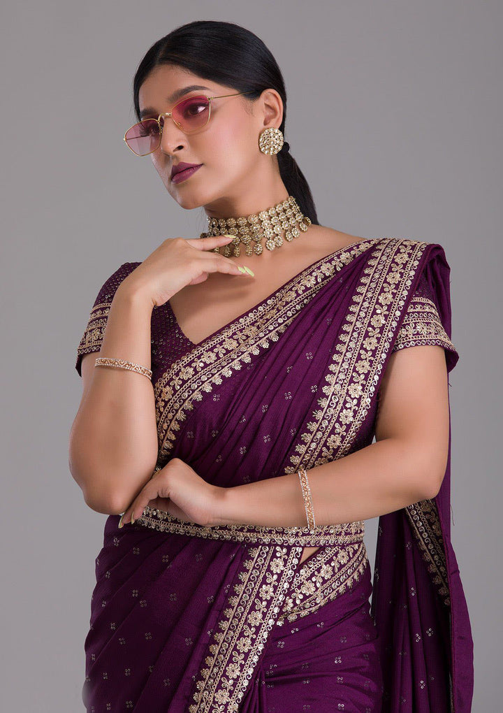 Art-Silk Saree with Sequins & Embroidery | Wedding & Festive Attire